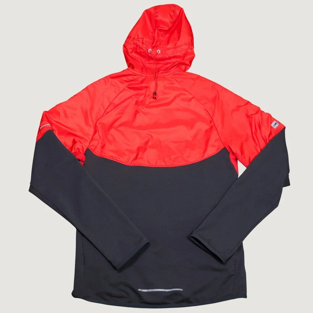 Nike Running Dri-FIT Hybrid Windbreaker Fleece Hooded Jacket Red Reflective S